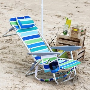 Backpack Beach Chair for Adults 2 Pack, 5-Position Folding Recliner, Portable Beach Chairs with Pillow, Towel Bar, Phone Pouch, 300lbs Support - 1 of 4