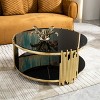Modern Double Layer Round Metal Coffee Table,End Table With Tempered Glass Tabletop And Open Storage Shelf,Living Room Sofa Table-Coolbibila - 2 of 4