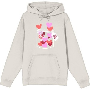 V Day Jar Of Hearts Adult Long Sleeve Hoodie - 1 of 2