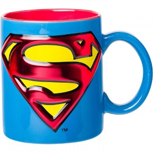 Adult Superman Logo Embossed Foil 20oz Ceramic Camper Mug - 1 of 4