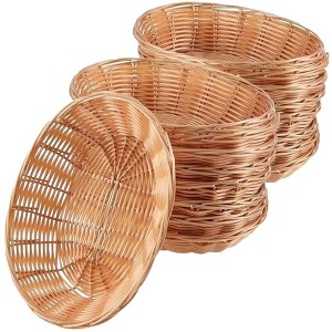 Aoibox Oval Wicker Bread Baskets, Handmade Rattan Woven Pantry Organizer for Storing Bread, Vegetables, Fruits, Snacks, Brown,18 Pack - 1 of 4