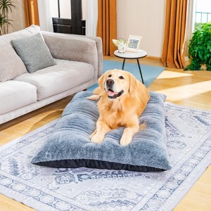 Modern Dog Bed, Soft Faux Fur Fabic Dog Crate Mat with High Density Foam for Large and Medium Dog, Dog Mattress with Anti-Slip Bottom, Gray - 1 of 4