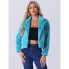 INSPIRE CHIC Women's Autumn Winter Cropped Notch Lapel Faux Fur Fluffy Jacket - 2 of 4