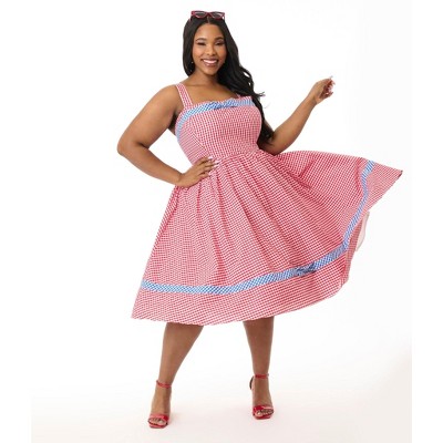 Unique Vintage Women's Plus Cotton Swing Dress