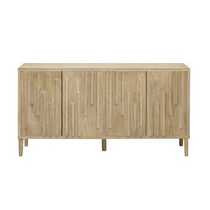 TiramisuBest 59.8" 4-Door Sideboard: Hidden Handle, Distinctive Solid Ash, Ample Storage, TV Stand for Living, Hallway, Dining & Office (Black) - 1 of 4