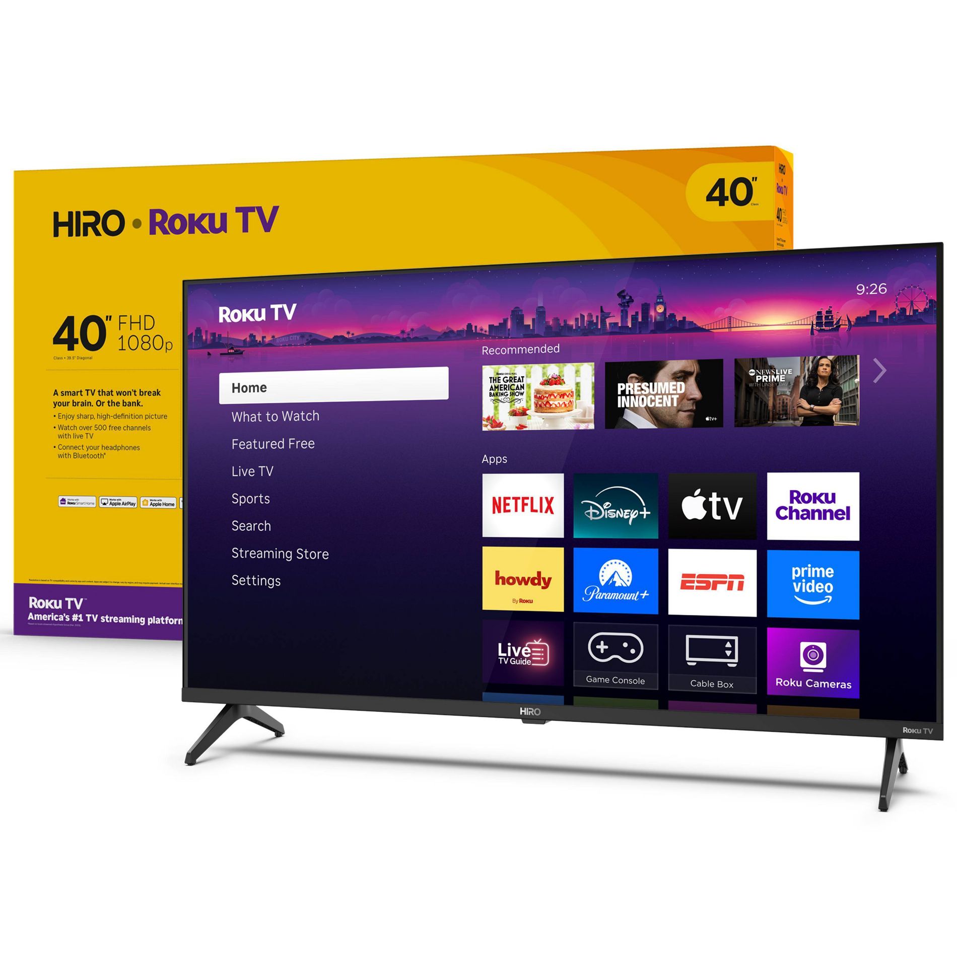 Hiro Roku TV 40" 1080p Full HD Smart TV Flat Screen LED Television with Roku TV and Dolby Audio for Streaming