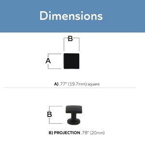 Admira Matte Black 3/4" Square Cabinet Knob - 1 of 4