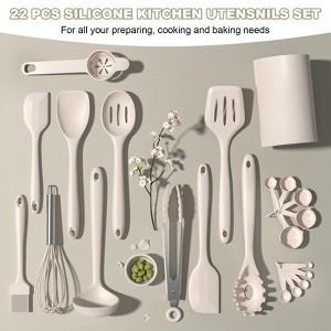Itopfox 22-Piece Silicone Kitchen Utensil Set, Heat Resistant Cooking Tools with Spatula, Spoon, Whisk, Dishwasher Safe Gadgets for Nonstick Cookware - 1 of 4
