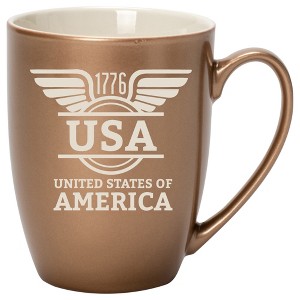 100 North United States of America 10 Ounce Bronze Metallic Finish, Comfortably Fits Your Hands, New Bone China Coffee Tea Cup Mug, USA United States - 1 of 1