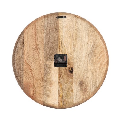 Grear Natural Wood Minimalist Round Wall Clock, 17-Inch Diameter