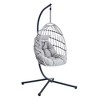 Okak Heavy Duty Wicker Hanging Chair with Stand,Porch Swing with Wicker Weave,Indoor/Outdoor Single Swing Chair for Porch,Patio,Backyard - 4 of 4