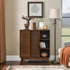 Modern Rattan Sideboard, Entry Buffet Hallway Living Room Kitchen Dining Room Bedroom With Adjustable Bookshelf And Solid Wood Foot Pads - 2 of 4