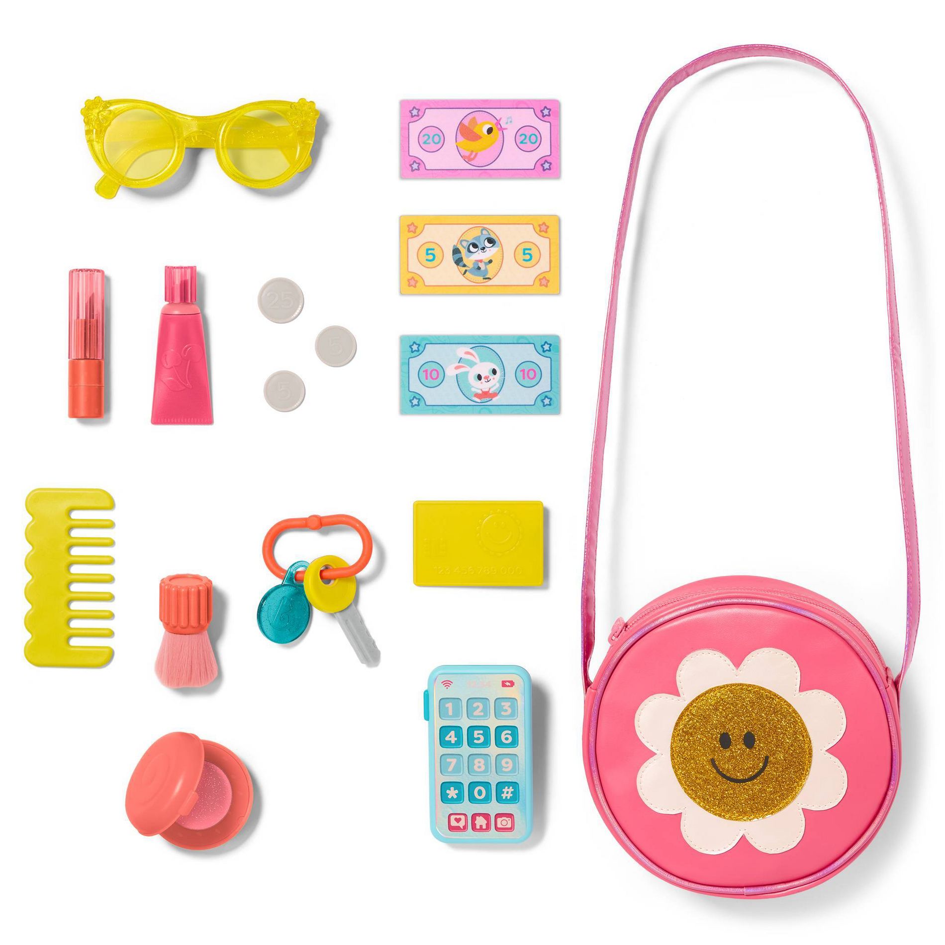 B. toys Daisy Daydream Purse Set - 16pc Pretend Play Accessories for Toddlers