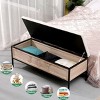 Linen Entryway Bench With Storage,Mudroom Bench,Bed Bench With Storage,End Of Bed Bench,Window Bench,Wooden Storage Bench For Living Room-Cuddlewood - 3 of 4