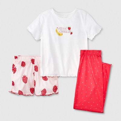 2pcs Kid Girl Heart Bowknot Print Lapel Collar Short-sleeve Tee and Shorts Sleepwear Pajamas Set (Flame retardant fabric)