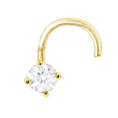 Jewelry Avalanche 22G 14K Gold Nose Screw Nose Stud with Moissanite