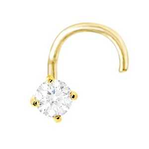 Jewelry Avalanche 22G 14K Gold Nose Screw Nose Stud with Moissanite - 1 of 4