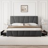 King Size Upholstered Bed Frame with Adjustable Headboard,Platform Bed with 4 Storage Drawers,Wooden Slats Support,No Box Spring Needed,Noise-Free - 2 of 4