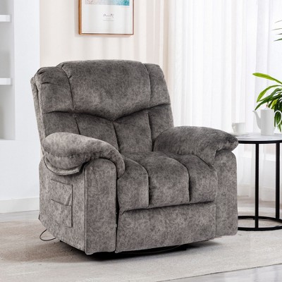 NicBex Velvet Glider Rocking Chair,Upholstered Swivel Recliner Chairs with Massage and Heating,Cozy Rocking Chair,Nursing Chair for Bedroom