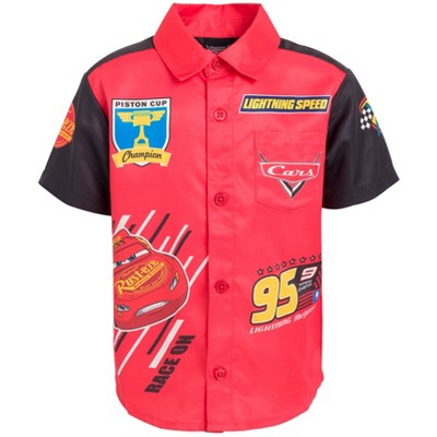 Disney Pixar Cars Lightning McQueen Toddler Boys Hawaiian Button Down Shirt 5T