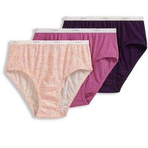 Jockey Women's Classic Hipster - 3 Pack 5 Deep Plum/floral Dawn/pinky :  Target