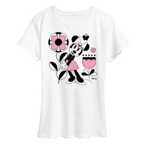 Women's - Disney - Minnie Mouse with Flowers & Butterflies Short Sleeve Graphic T-Shirt - 1 of 4