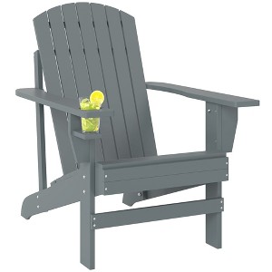 Oversized Adirondack Chair, Outdoor Fire Pit and Porch Seating, Classic Log Lounge w/ Built-in Cupholder - 1 of 4