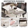 Modern Rectangular Dining Table for 6, Sintered Stone Top Kitchen Table, Curved Edge Table with Black Metal Legs-The Pop Home - 4 of 4