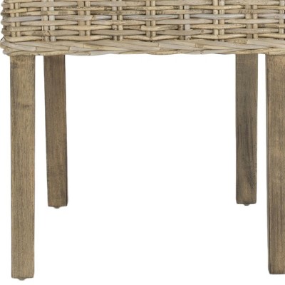 Natural Rattan and Mango Wood Dining Side Chair Set