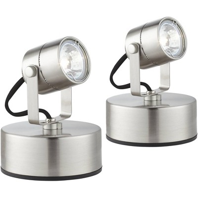 Pro Track Brushed Nickel 6 3/4" High Mini Accent LED Uplight Set of 2