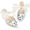Allegra K Women's Pointed Toe Floral Printed Lace Bow Strap Stiletto Heels Mules - 2 of 4