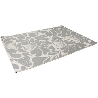 4' x 6' Gray and White Floral Outdoor Area Rug