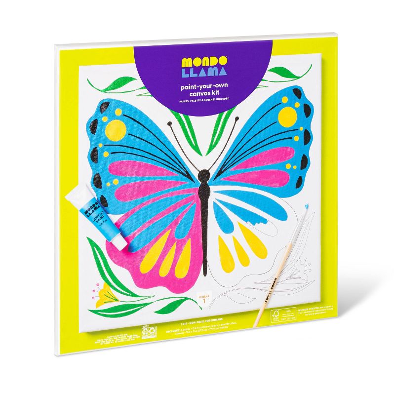 11&#39;&#39;x11&#34; Paint-Your-Own Canvas Craft Kit Butterfly - Mondo Llama&#8482;, 1 of 6