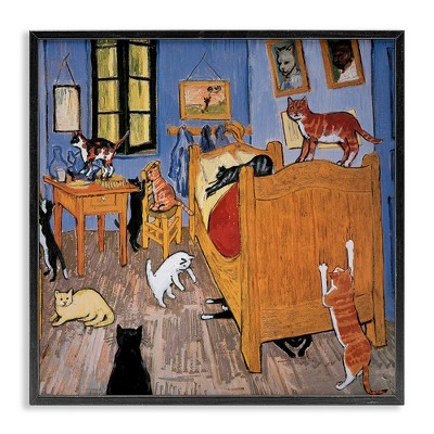 Stupell Industries Cats in Bedroom Classics Parody, 24" x 24"