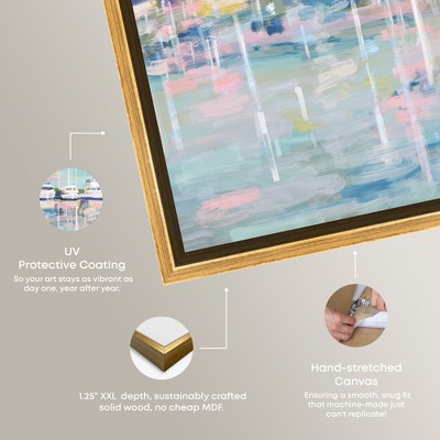 Coastal Dock Sailing Canvas Wall Art with Gold Frame, 13" x 13"