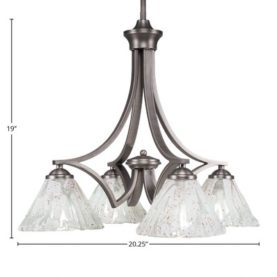 Toltec Lighting Zilo 4 - Light Chandelier in  Graphite with 7" Italian Ice Shade