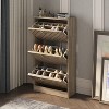 FUFU&GAGA Brown Flipping Type Shoe Cabinet Shoe Rack for Front Door Entrance Wood Grain Hollow Line Design - 2 of 4