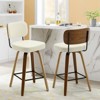 Bekrvio 26"/29" Mid-Century Modern Swivel Bar Stools Set of 1/2/3/4- Faux Leather Upholstered with Back and Bent Wood Legs,Ideal for Kitchen Island - 2 of 4