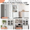 Large Wood Kitchen Pantry Cabinet with Glass Doors and Drawers,Freestanding Farmhouse Storage Organizer for Kitchen or Dining Room-Coolbibila - 3 of 4