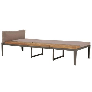 vidaXL Sun Lounger with Cushions Solid Acacia Wood Brown - 1 of 4
