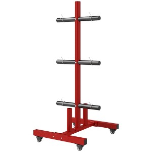 2 Inch Weight Plate Rack, Plate Rack Holder for Olympic Weight Plates and Bars, with 4 Transport Wheels and 6 Fasten Clamps, 440 lbs. Capacity - 1 of 4