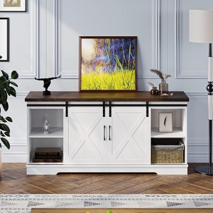Farmhouse TV Stand for 65 Inch TV,Sliding Barn Door TV Stand,Entertainment Center TV Media Console Table, Tall TV Stand with Storage - 1 of 4