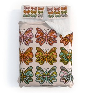 Deny Designs 3pc Queen Doodle by Meg Rainbow Butterflies Kids' Duvet and Sham Set - 1 of 4