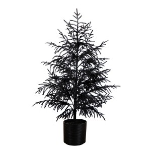 Nearly Natural 4-ft Artificial Halloween Real Touch Black Norfolk Pine Christmas Tree with Natural Look - 1 of 1