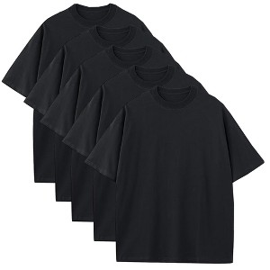 Blu Rock Men's Oversized Heavyweight Cotton Crew Neck Short Sleeve Tee Loose Fit Tops-5 Pack - 1 of 4