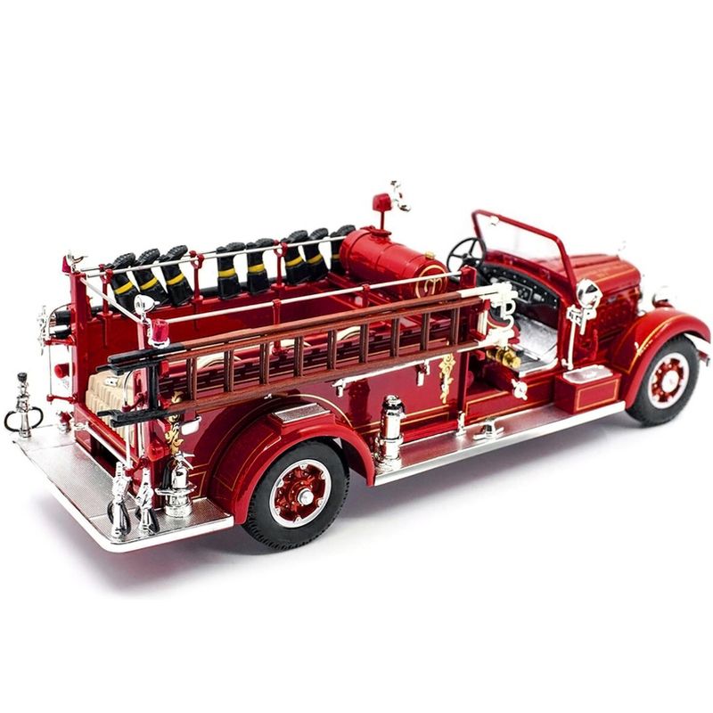 1935 Mack Type 75BX Fire Engine Truck Red with Accessories 1/24 Diecast Model by Road Signature, 3 of 4