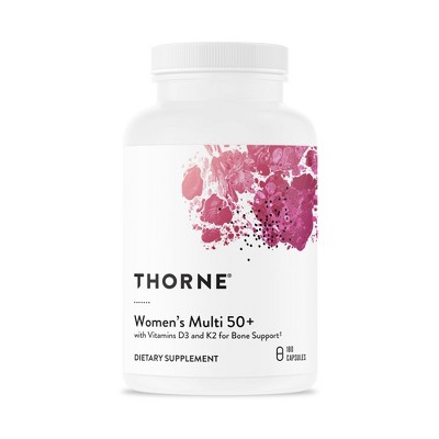THORNE Women's Multi 50+ - Daily Multivitamin with Vitamins A, B6, B12, C, Zinc & More - Support Heart, Brain, Bone & Immune Health - 180 Capsules