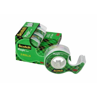 Scotch Magic Tape, Holiday Gift Wrap Supplies, 0.75"x 350"  3 Tape Rolls with Dispensers