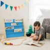 WildKin Vegan Leather Kids' Original Sling Bookshelf Natural Wood with Blue: 4 Shelves, MDF Frame, Ages 3-10, 24" Height - 2 of 4
