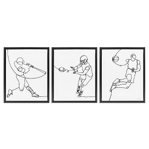 Stupell Industries Simple Line Doodle Playing Sports, 17" x 21" - 1 of 4